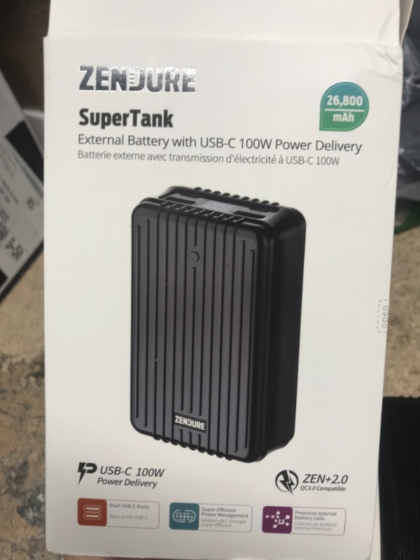 Photo 1 of Zendure 100W Laptops Power Bank, 26800mAh USB C Portable Charger with Dual USB-C PD (100W&amp;60W) &amp; 2 USB-A (15W&amp;QC3.0 18W) Battery Pack Compatible with iPhone, Huawei, MacBook Pros, ipad, Samsung, DJI
Roll over image to zoom in
Zendure 100W Lapt