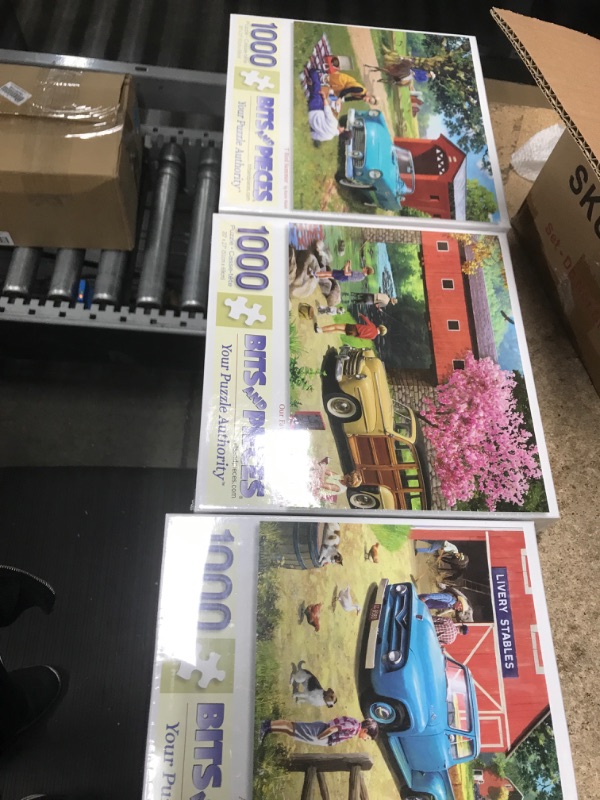 Photo 2 of Bits and Pieces - Value Set of Three (3) 1000 Piece Jigsaw Puzzles for Adults - Puzzles Measures 20" x 27" - 1000 pc A Stop at the Stables, T Bird Summer, Our Favorite Spot Jigsaws by Kevin Walsh