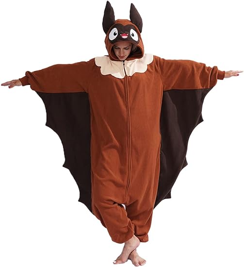 Photo 1 of  Adult Bat Onesie Pajamas Animal Cosplay Costume Halloween One-Piece Jumpsuit for women men XL
