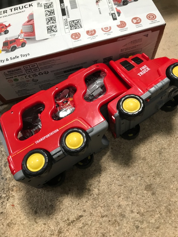 Photo 2 of Bennol Toddler Trucks Toys for Boys Age 1-3 3-5, 5 in 1 Fire Car Truck for Toddlers Boys Girls 1 2 3 4 5 6 Years Old, Toddler Boy Toys Christmas Birthday Gift Car Sets with Light Sound FIRE TRUCKS