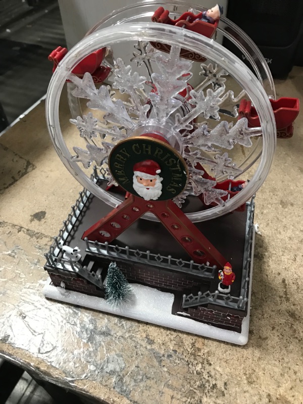 Photo 2 of *READ NOTES* 11" Christmas Rotating Ferris Wheel with LED Lights,Accompanied by Cheerful Christmas Music,Creates Festive Atmosphere,Christmas Animated Decorations (red)