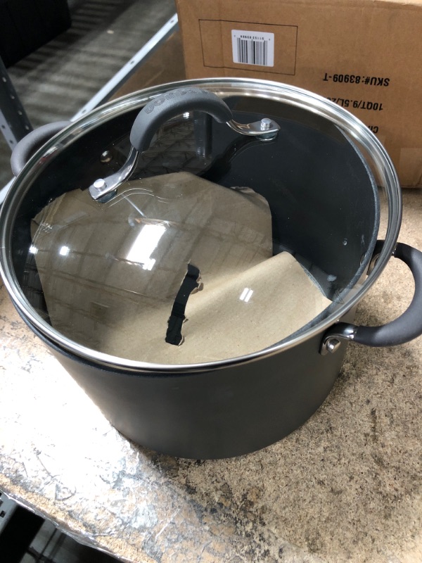 Photo 2 of *READ NOTES* Circulon Radiance Hard Anodized Nonstick Stock Pot/Stockpot with Lid - 10 Quart, Gray 10 Quart Wide Stockpot