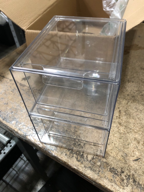 Photo 2 of 2 PACK CLEAR STACKABLE STORAGE CONTAINERS WITH PULL OUT DRAWERS