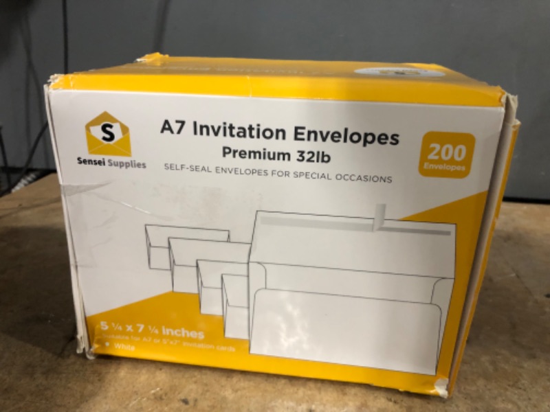 Photo 1 of 55 5x7 White Invitation Envelopes - for 5x7 Cards - A7 - (5 ¼ x 7 ¼ inches) - Perfect for Weddings, Graduations, Baby Showers - 120 GSM - 32lb/80lb Text - Peel, Press & Self Seal - Square Flap 55 White