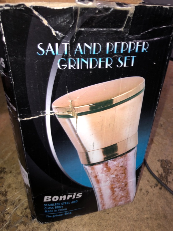 Photo 3 of **NONREFUNDABLE**FOR PARTS OR REPAIR**SEE NOTES**
bonris Copper Stainless Steel Salt and Pepper Grinder Set Manual Himalayan Pink Salt Mill|Salt and Pepper Shakers with Adjustable Coarseness and Clear Glass Body (Pack of 2) tall