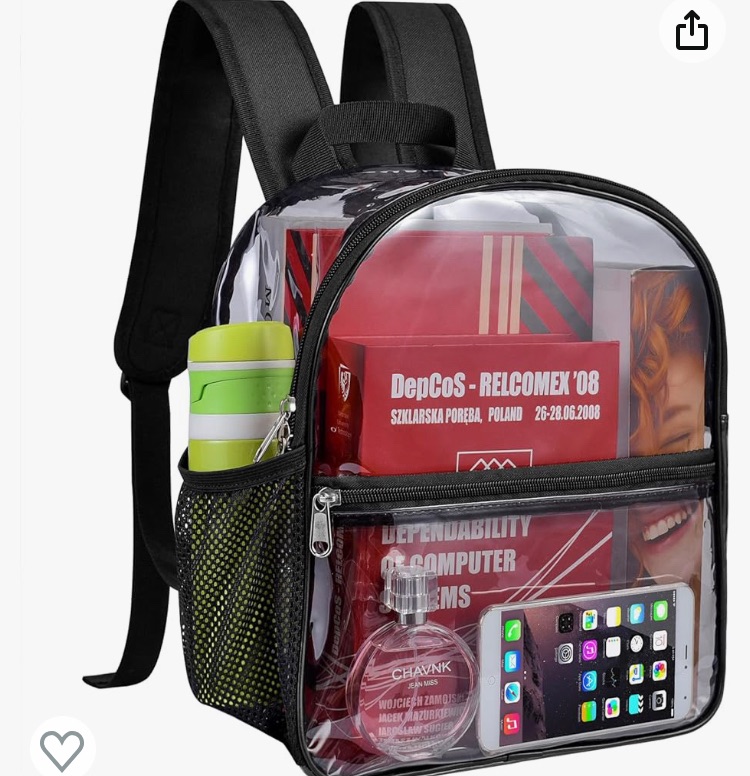 Photo 1 of Paxiland Clear Backpack Stadium Approved Heavy Duty Clear Mini Backpack with Ipad Compartment for Sport Event Concert Festival
