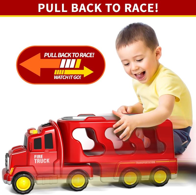 Photo 1 of Bennol Toddler Trucks Toys for Boys Age 1-3 3-5, 5 in 1 Fire Car Truck for Girls 1 2 3 4 5 6 Years Old, Christmas Birthday Gift Car Sets with Light Sound