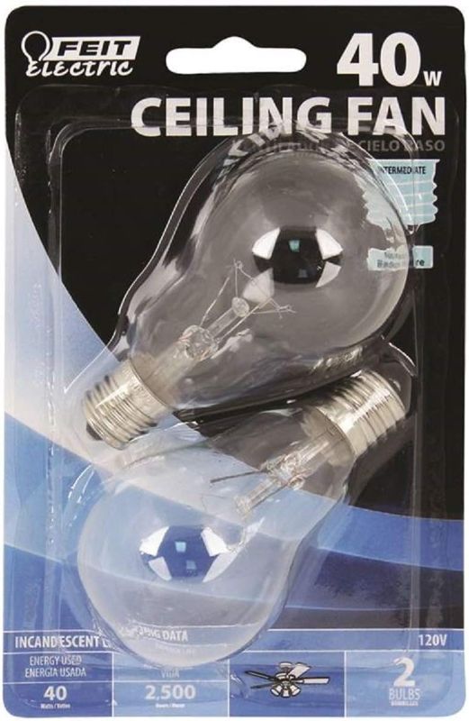 Photo 1 of 5 PACK(10 PIECES TOTAL) Feit Electric Bp40a15n/Cl/Cf 40 Watt Clear Ceiling Fan Light Bulb 2 Count
