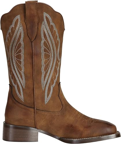 Photo 1 of J’s.o.l.e Cowboy Boots for Women Square Toe Cowgirl Boots Wide Calf Western Work Boots Embroidered SIZE 11