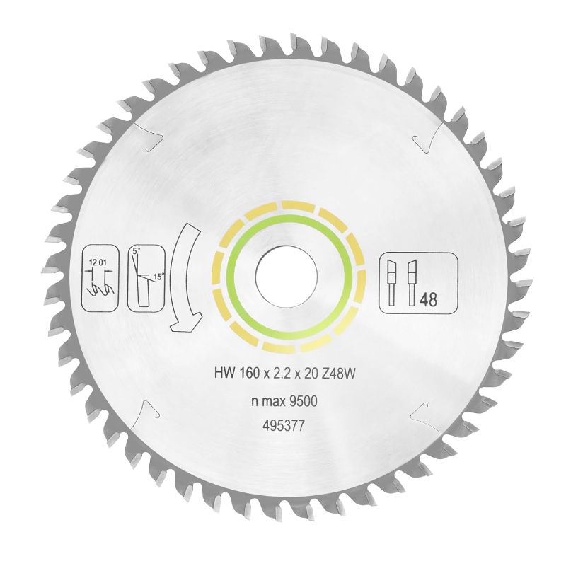 Photo 1 of 495377 Track Saw Blade for TS 55, TSC 55, TS 60, ATF 55 E, HK 55, HKC 55 festool Track Saw Plunge Cut Saw 160mm, 2.2mm, 20mm 48t ATB festool Track Saw Guide Rail Accessories Crosscut 2-Year Warranty 48 tooth