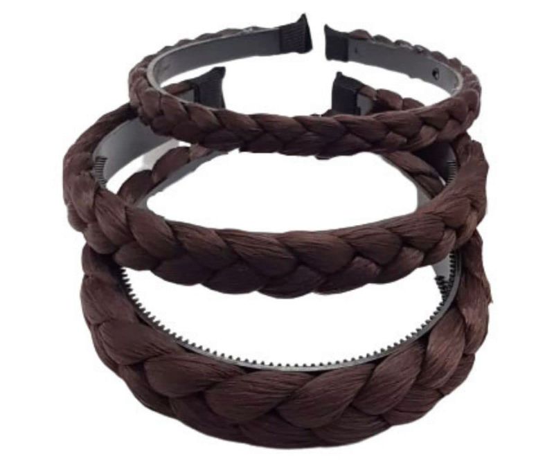 Photo 1 of 
MeeTHan 3 PCS Headband Synthetic Hair Plaited Headband Braid Braided With Teeth Hair Band Accessories for Women Girl Wide 1 / 1.5 / 2.0 CM : H7 (Brown-SML)