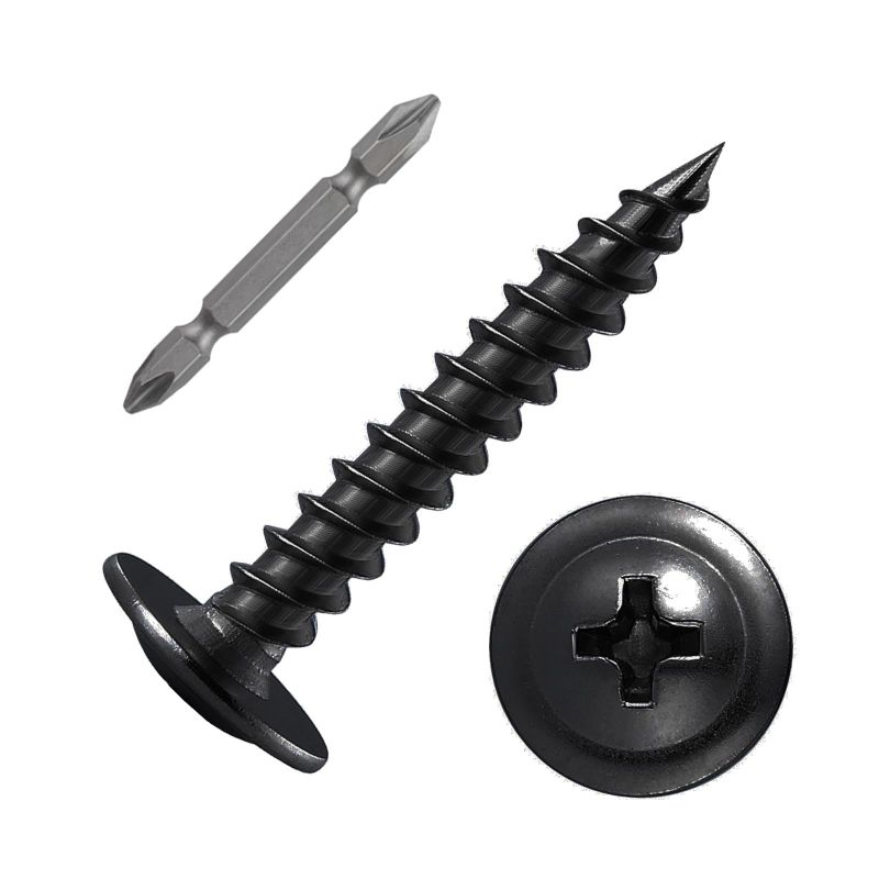 Photo 1 of (150 pcs)#8×1-1/2" Black Truss Head Wood Screws Quick Metal Self Tapping Zinc Oxide