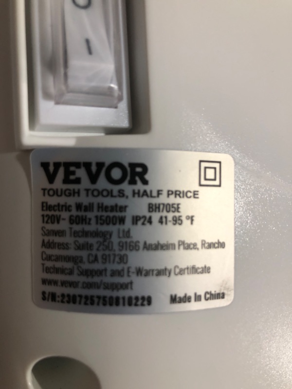 Photo 1 of * important * see notes *
VEVOR Electric Wall Heater 1500W, Small Space Heaters with Touch Screen & Wireless Remote Control,