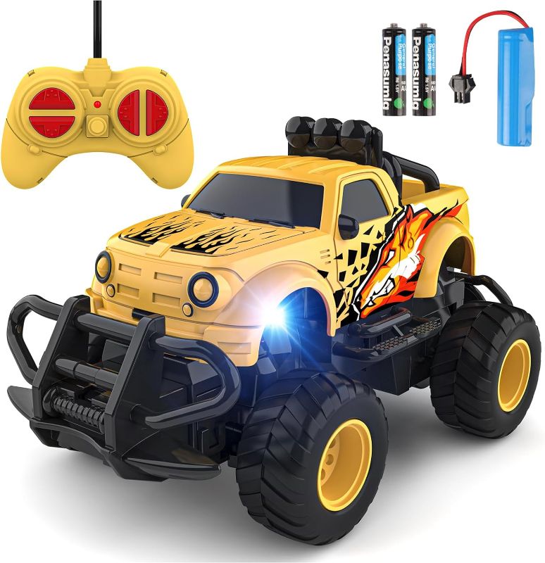 Photo 1 of  Remote Control Car for Boys 4-7, 1:43 Scale Mini RC Car for Kids 3-5, Car Toys Truck Xmas Birthday Gifts for Toddlers 3 4 5 6 7 Year Old Boys (Yellow)
