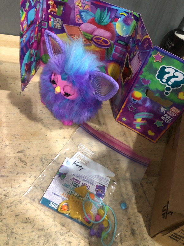 Photo 2 of ****HAS SOME WEAR****Furby Purple, 15 Fashion Accessories, Interactive Plush Toys for 6 Year Old Girls & Boys & Up, Voice Activated Animatronic