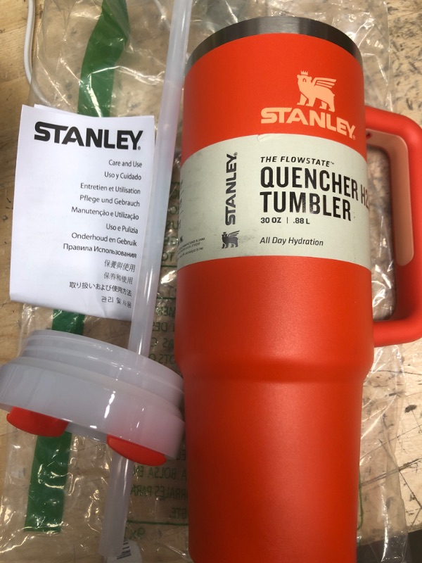 Photo 2 of Stanley Quencher H2.0 FlowState Stainless Steel Vacuum Insulated Tumbler with Lid and Straw for Water, Iced Tea or Coffee 30 oz Tigerlily