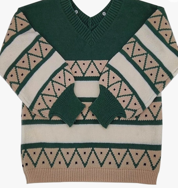 Photo 1 of NIFFTORIA Women's Striped Sweater Autumn Winter Long Sleeve V-Neck Sweater with Detachable Straps