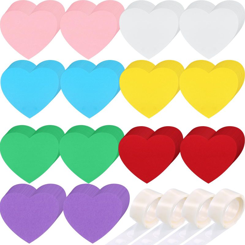 Photo 1 of 350 Pieces Star Heart Cutouts Large Paper Star Heart Cutouts Paper Heart for Crafts Wall Star Classroom Decorations Star Die Cuts(Heart)