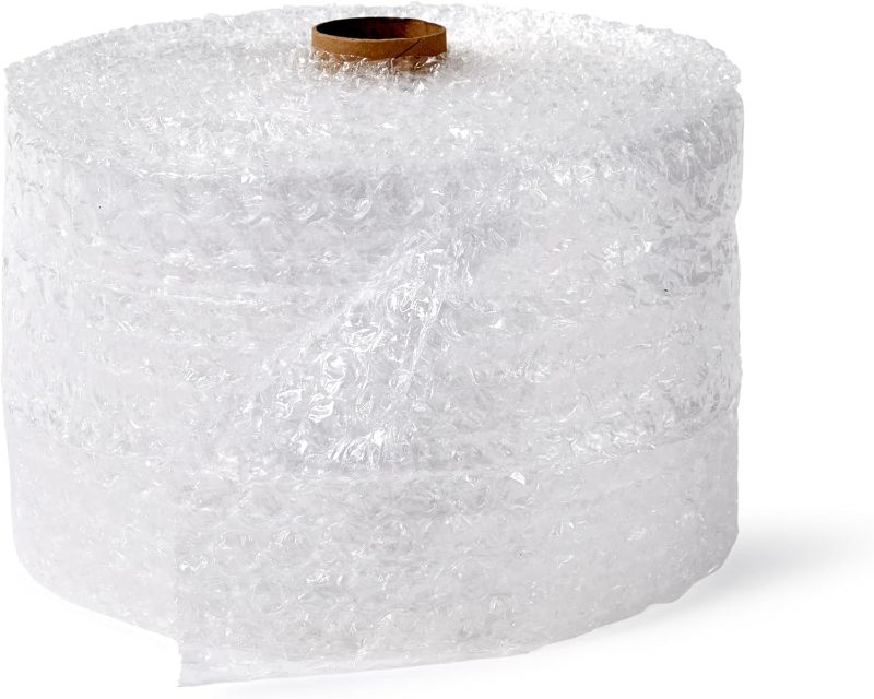 Photo 1 of Amazon Basics Perforated Bubble Cushioning Wrap - Medium 5/16", 12-Inch x 100-Foot Long Roll & Perforated Bubble Cushioning Wrap - Small 3/16", 12-Inch x 175-Foot Long Roll