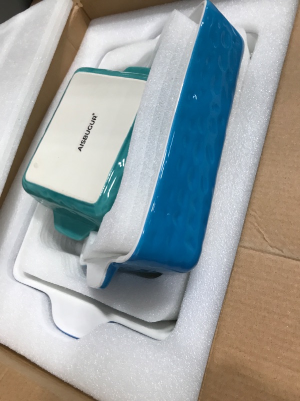 Photo 1 of 3Pack Ceramic Baking Dish for Oven Large Casserole Baking Dish with Handles Packaging Upgrade Nonstick Ceramic Bakeware for Cooking, Cakes, Lasagna & Gift, Blue 1-Blue 3 Set of Baking Dishes