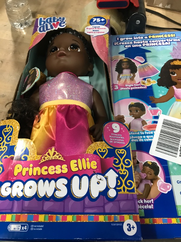 Photo 2 of Baby Alive Princess Ellie Grows Up! Black Hair Doll, Interactive Baby Doll with Accessories, Talking Baby Dolls, Toys for 3 Year Old Girls and Boys and Up, 18-Inch