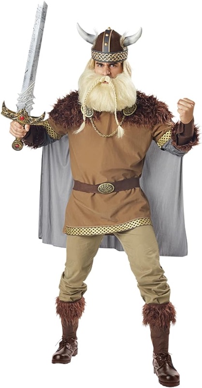 Photo 1 of JUST FOR PARTY Viking Warrior Costume Men, Adult Midieval Barbarian Gangster Costumes for Halloween Cosplay, Adult size,