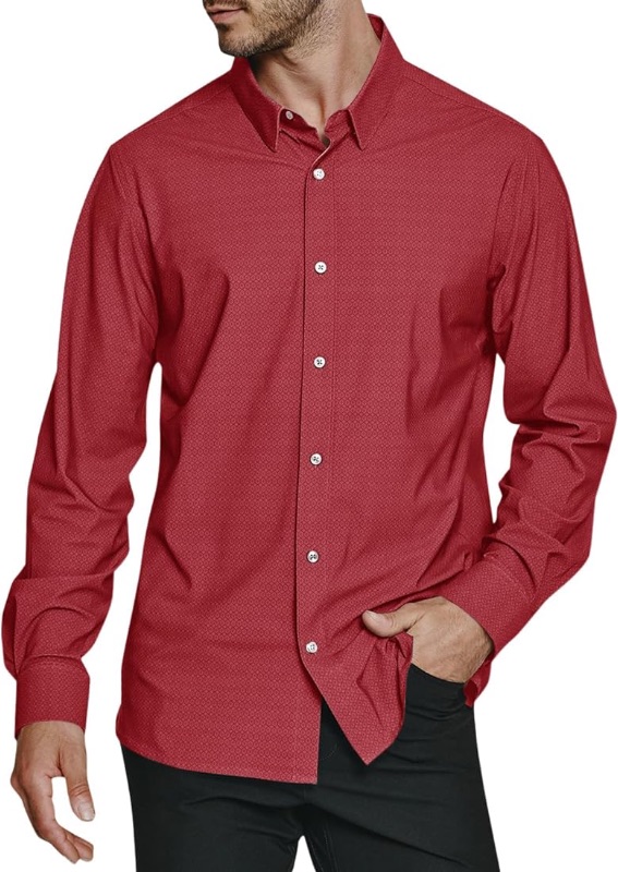 Photo 1 of Makkrom Men's Printed Dress Shirt Long Sleeve Button Down Casual Business Regular Fit Shirts