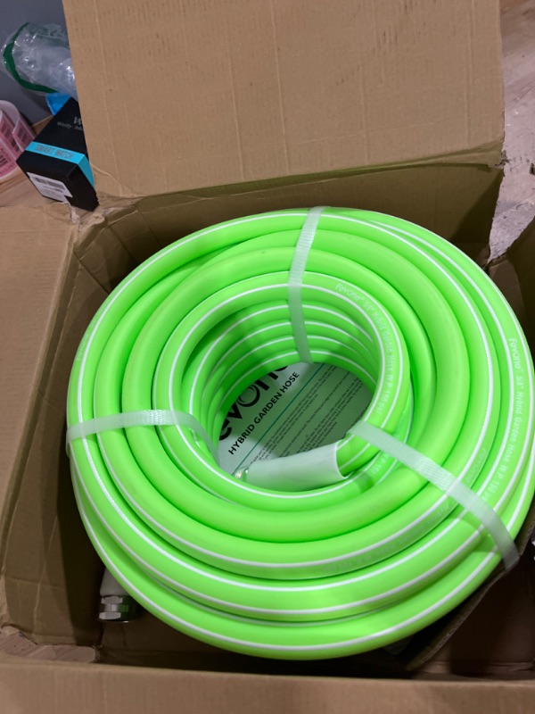 Photo 2 of Fevone Garden Hose 75 ft, Drinking Water Safe, Flexible and Lightweight - Kink Free, Easy to Coil, 3/4" Solid Aluminum Fittings - No Leak, 5/8" ID, Heavy Duty Water Hose 75FT Green