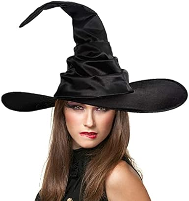 Photo 1 of mdgfge Halloween Black Ruched Witch Hat Foldable Wide Brim Hats for Women Kids Halloween Cosplay Party Costume Accessories