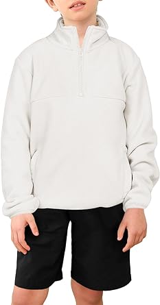 Photo 1 of Haloumoning Boys Quarter-Zip Fleece Sweatshirt Kids Fashion Sherpa Stand Collar Long Sleeve Pullover 5-14 Years