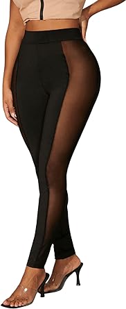 Photo 1 of **XXL**
Floerns Women's Elastic Sheer Mesh High Waist Skinny See Through Leggings Pants
