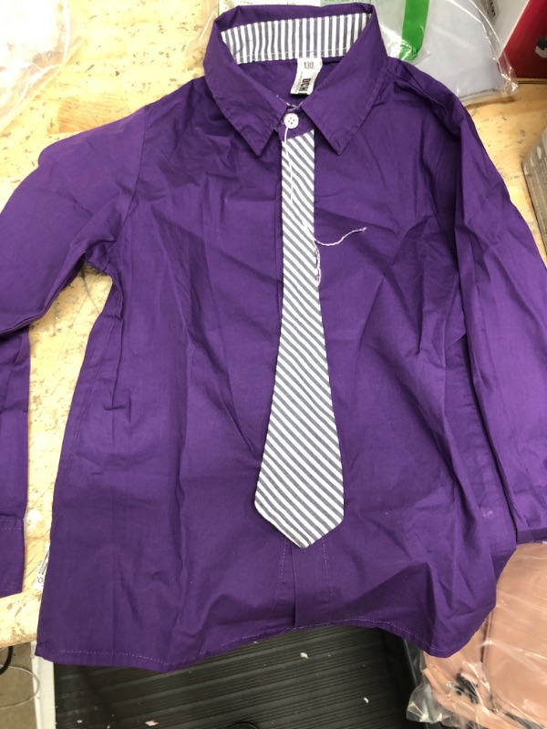 Photo 1 of little boy purple button down size 5/6 shirt