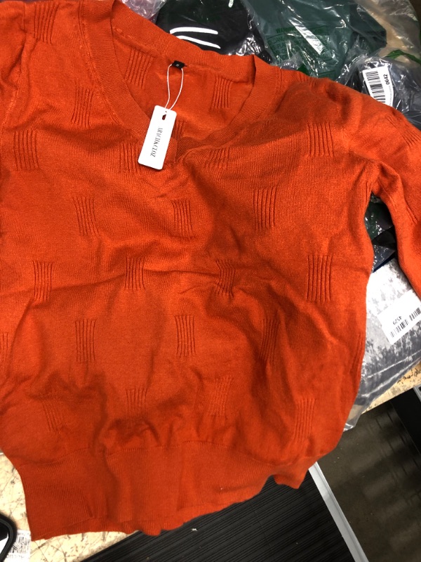 Photo 1 of burnt orange long sleeve v neck womens sweater small