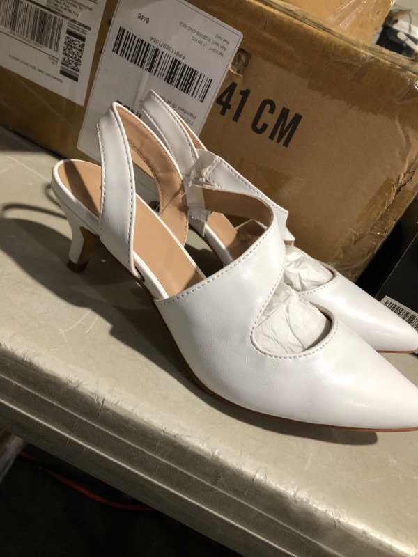 Photo 3 of * used item * see all images *
mysoft Women's Pumps 2 inch Low Heel Pointed Toe Slingback Wedding Party Dress Shoes 7.5 White