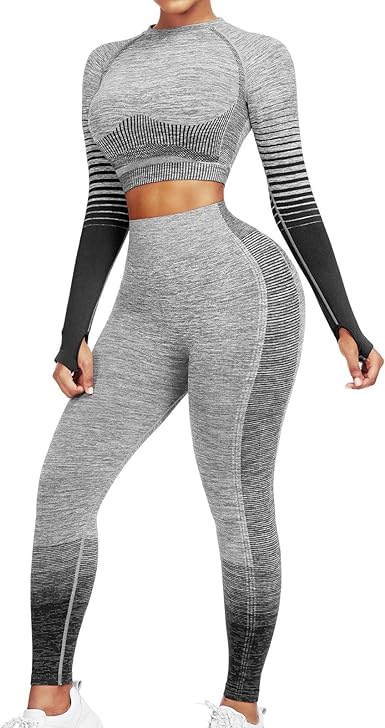 Photo 1 of JOYMODE Workout Sets for Women 2 Piece High Waist Seamless Leggings and Crop Top Yoga Outfit MEDIUM
