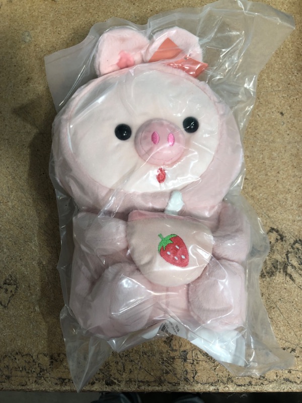 Photo 2 of Awcvire Cute Boba Pig Plush Doll, Adorable Piggy Bedtime Buddy 9.8" Plush Toy, Soft Stuffed Animal Plushies(Pink Bunny)