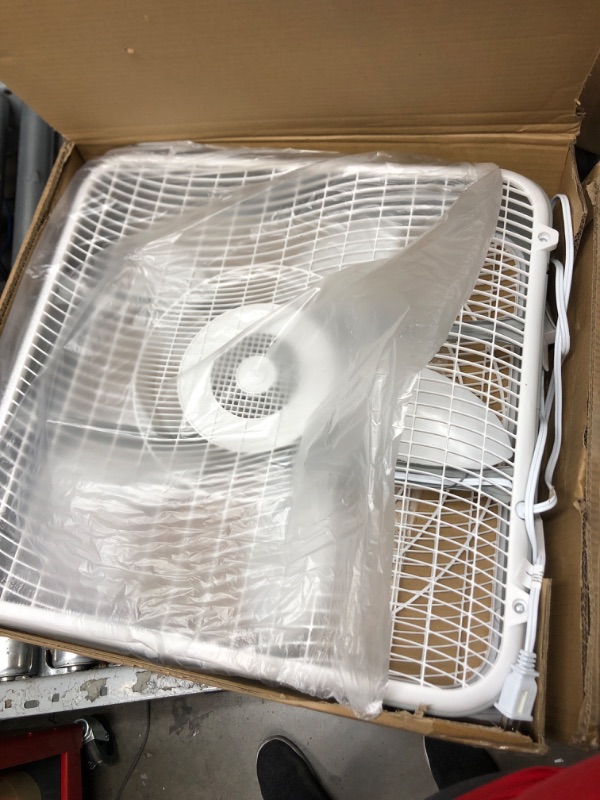 Photo 2 of 20” Box Fan, 3-Speed Cooling Table Fan with Aerodynamic Shaped Fan Blades, Convenient Carry Handle and Safety Grills, For Home Office Color: White 