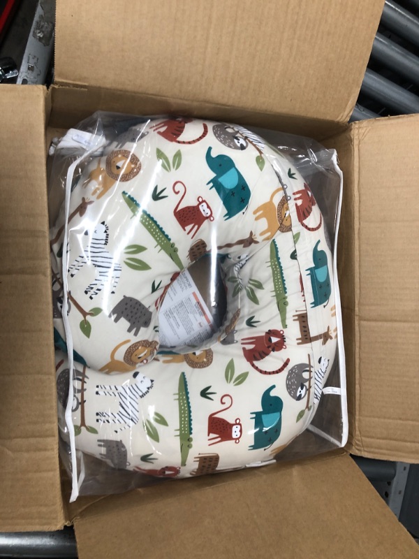 Photo 2 of Boppy Original Nursing Support, FKA Boppy Nursing Pillow, Neutral Jungle, Ergonomic Breastfeeding, Bottle Feeding, and Bonding, with Hypoallergenic Fiber Fill, with Removable Cover, Machine Washable Neutral Jungle Colors