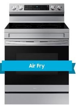 Photo 1 of Samsung 30-in Glass Top 5 Elements 6.3-cu ft Self-Cleaning Air Fry Convection Oven Freestanding Smart Electric Range 