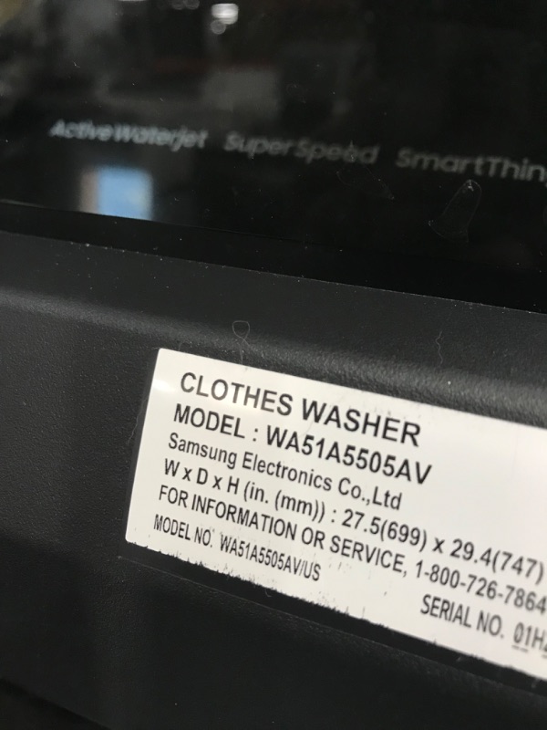 Photo 6 of Samsung 4.6-cu ft High Efficiency Agitator Smart Top-Load Washer (Brushed Black)