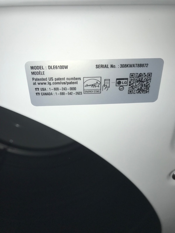 Photo 5 of LG 7.3-cu ft Electric Dryer (White) ENERGY STAR