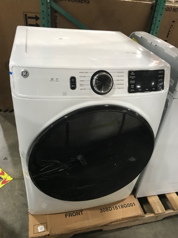 Photo 2 of GE 7.8-cu ft Stackable Smart Electric Dryer (White) ENERGY STAR