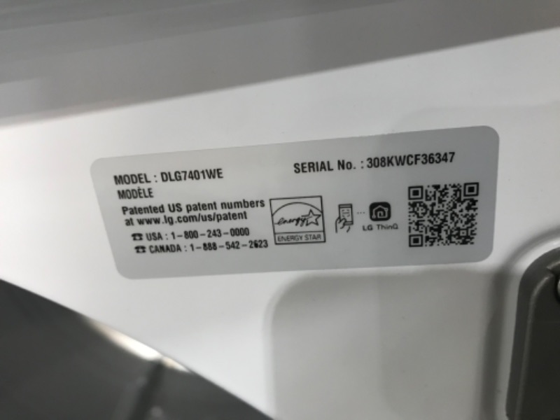 Photo 5 of LG EasyLoad 7.3-cu ft Smart Gas Dryer (White) ENERGY STAR
