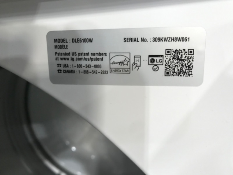 Photo 6 of LG 7.3-cu ft Electric Dryer (White) ENERGY STAR
