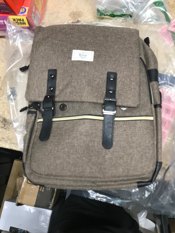 Photo 1 of Ronyes Backpack Bookbag for Women and Men Laptop Backpack College School Bag with USB Charging Port Fits up to 15.6 Inch Laptop Graybrownwithusb