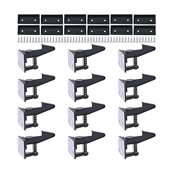 Photo 1 of Cabinet Locks for Babies - Child Safety Latches 10 Pack - Invisible Adhesive Baby Proofing Drawer Locks - Works with Most Cabinets and Drawers - No Drilling Installation - (White)