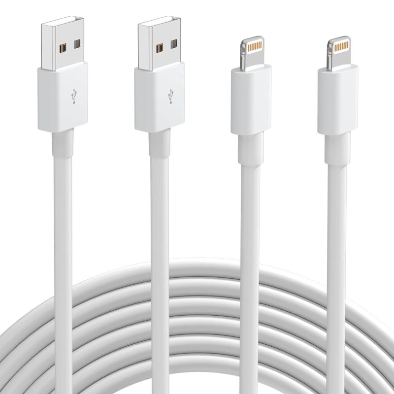 Photo 1 of 2 PACK 6Ft Phone Charger Cable, [MFi Certified] Lightning Cable to USB iPhone Charger Cord Fast Charging&Syncing for iPhone 14/13/12/11Pro Max/11Pro/11/XS/Max/XR/X/8/8P/7 White