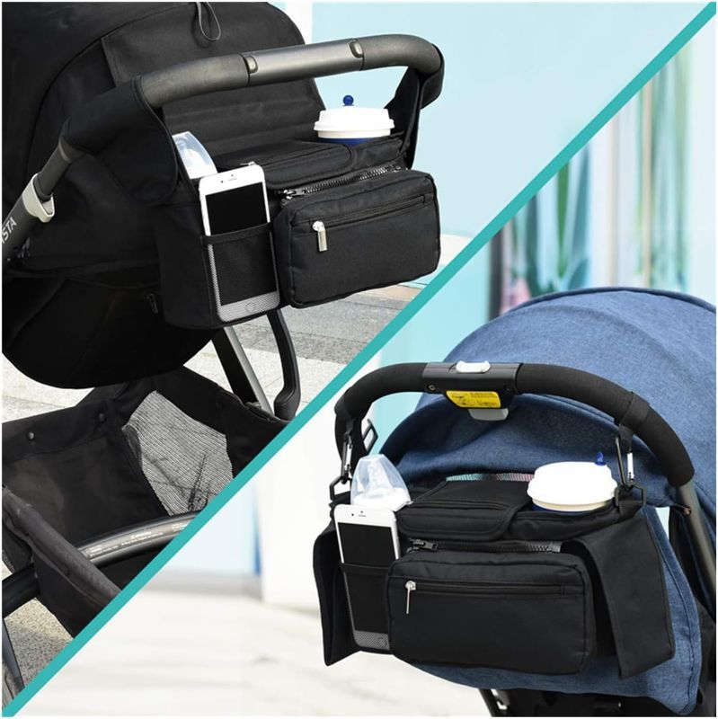 Photo 1 of *READ NOTES* LAVERBOY Baby Stroller Organizer with 2 Insulated Cup Holders,Universal Stroller Accessorie Organizer Non Slip Straps Stroller adjustable Shoulder Strap for Carrying Diaper (Colorful Heart)