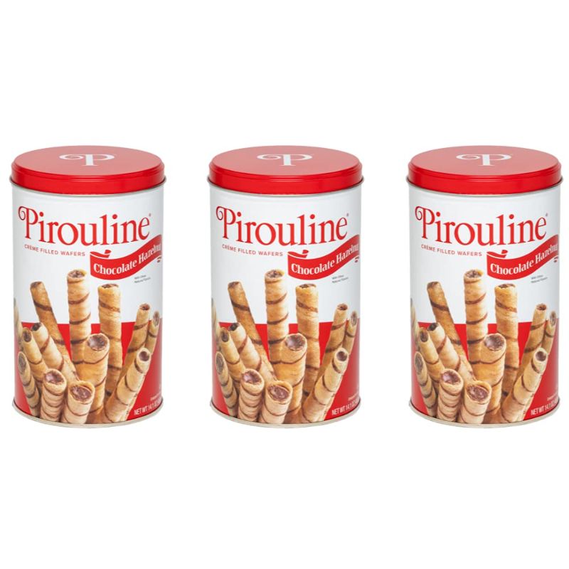 Photo 1 of *BEST BY 2/2024* Pirouline Rolled Wafers, Chocolate Hazelnut, New Protective Packaging, 14.1 Ounce Tins (Pack of 3)
