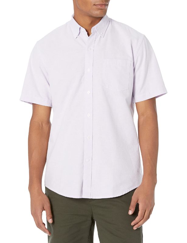 Photo 1 of Amazon Essentials Men's Regular-Fit Short-Sleeve Pocket Oxford Shirt Small Lavender